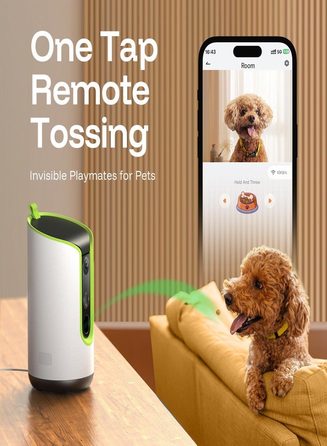 TKENPRO 5MP Ultra HD Pet Camera - Dog Camera with Treat Dispenser, Remote Treat Tossing via Phone App, 360° Auto Tracking & Motion Alerts, 5G&2.4G WiFi for Cats Indoor - Image 3