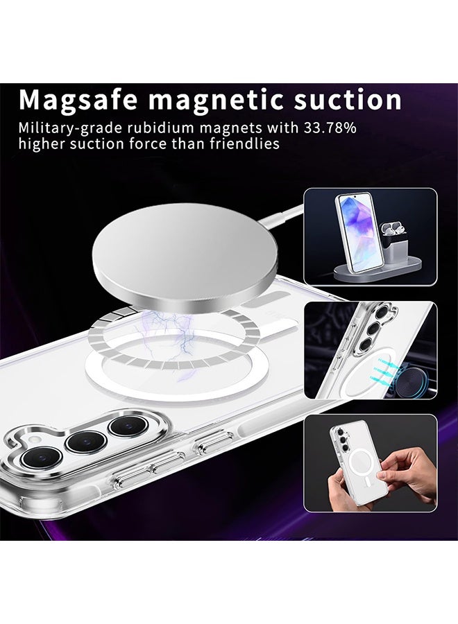 اتش واي غطاء هاتف Samsung Galaxy A55 5G [متوافق مع الشحن اللاسلكي Magsafe] غطاء خلفي مغناطيسي مقاوم للاصفرار شفاف Samsung Galaxy A55 متين أفضل غطاء للهاتف - Image 2