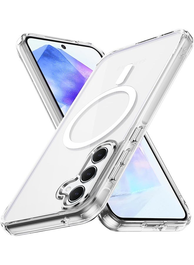 اتش واي غطاء هاتف Samsung Galaxy A55 5G [متوافق مع الشحن اللاسلكي Magsafe] غطاء خلفي مغناطيسي مقاوم للاصفرار شفاف Samsung Galaxy A55 متين أفضل غطاء للهاتف - Image 1