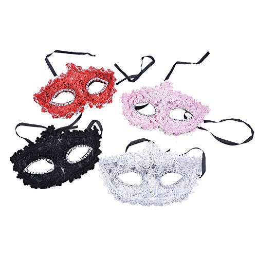 Cosmer Masquerade Mask for Women Venetian Masks Christmas Women Flower Half-face Masks Eye mask Cosplay Lace mask (Red) - Image 5