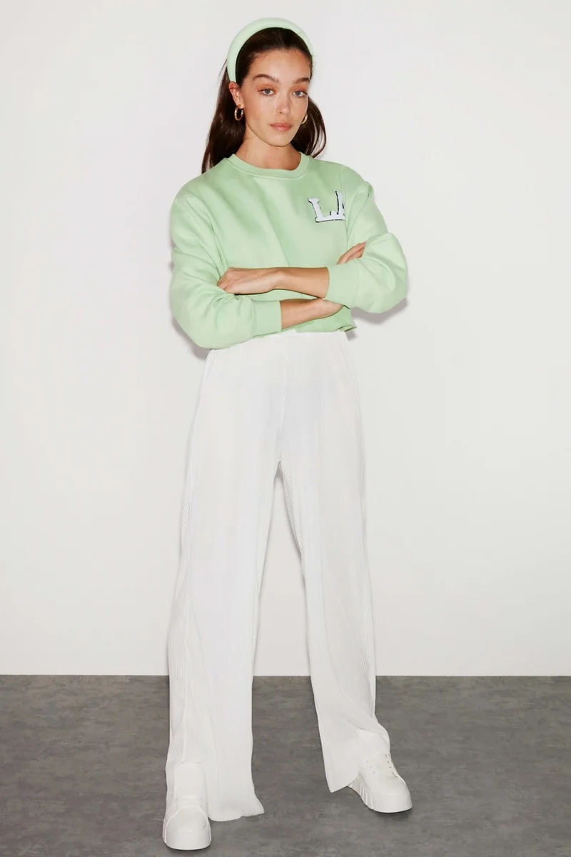 جريميلانج Clara Women's Lightly Flowing Lace Collar Strappy Plus Size Green Sweatshirt