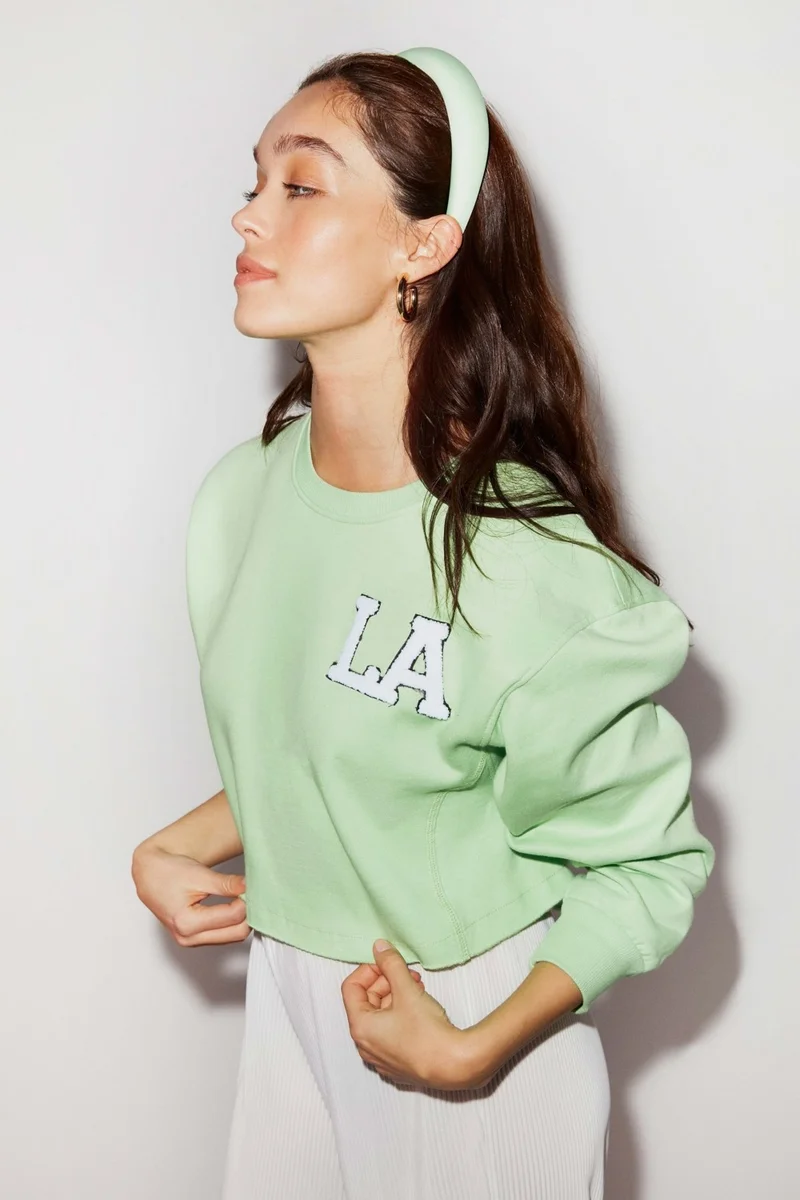 جريميلانج Clara Women's Lightly Flowing Lace Collar Strappy Plus Size Green Sweatshirt