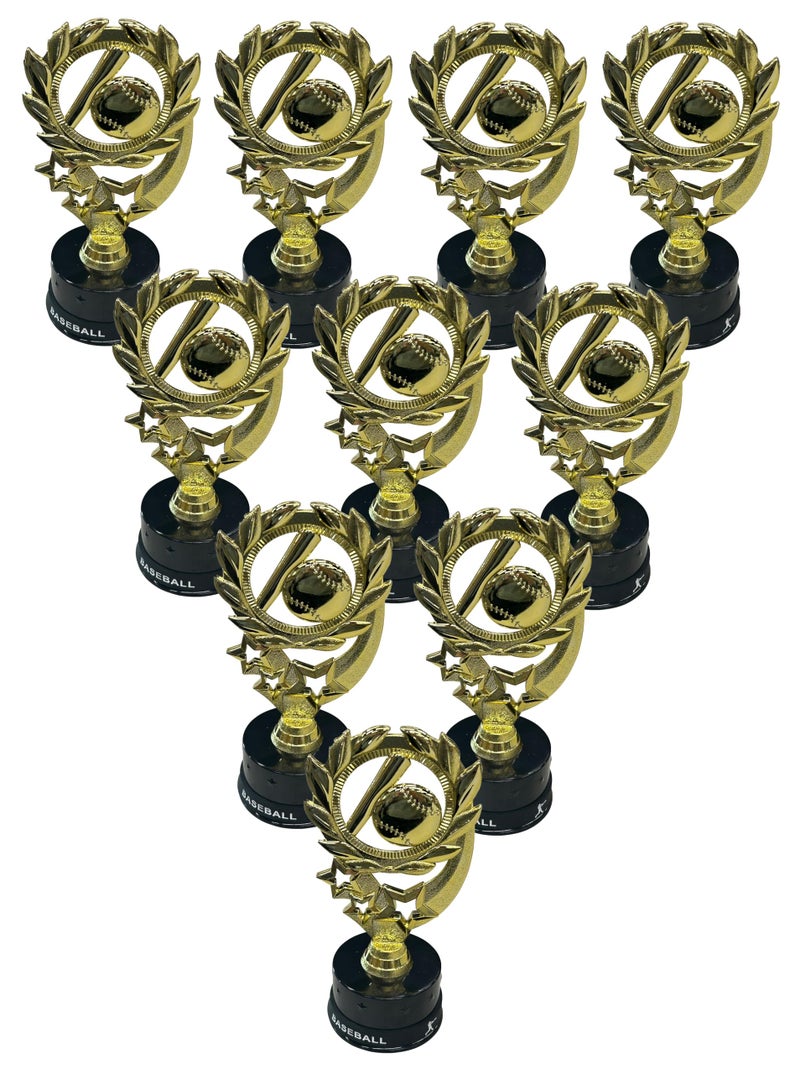 Express Medals 10 Pack of 7 Inch Tall Baseball Trophy Awards Includes Silicone Baseball Wrist Band Awards 10 pk 4101B Boys Girls Trophies award Tee T Ball Coach Pitch Little League Team Medals - Image 2