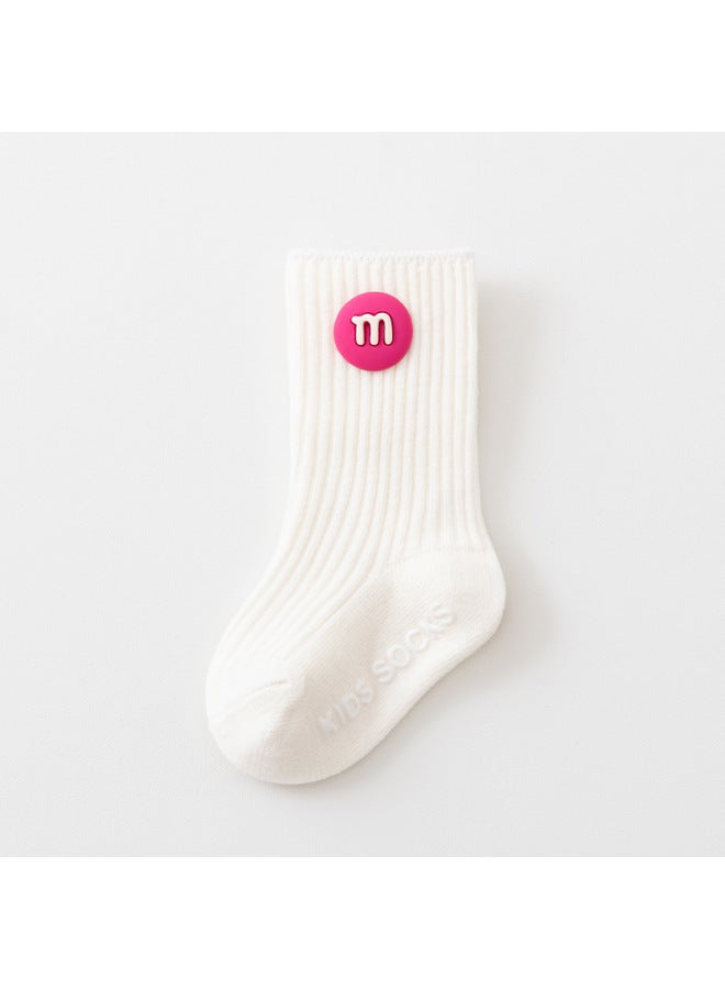 24 Newborn Baby Socks 0-6 Months Spring And Autumn A Pure Cotton Baby Dispensing Non-slip Middle Tube Toddler Floor Socks