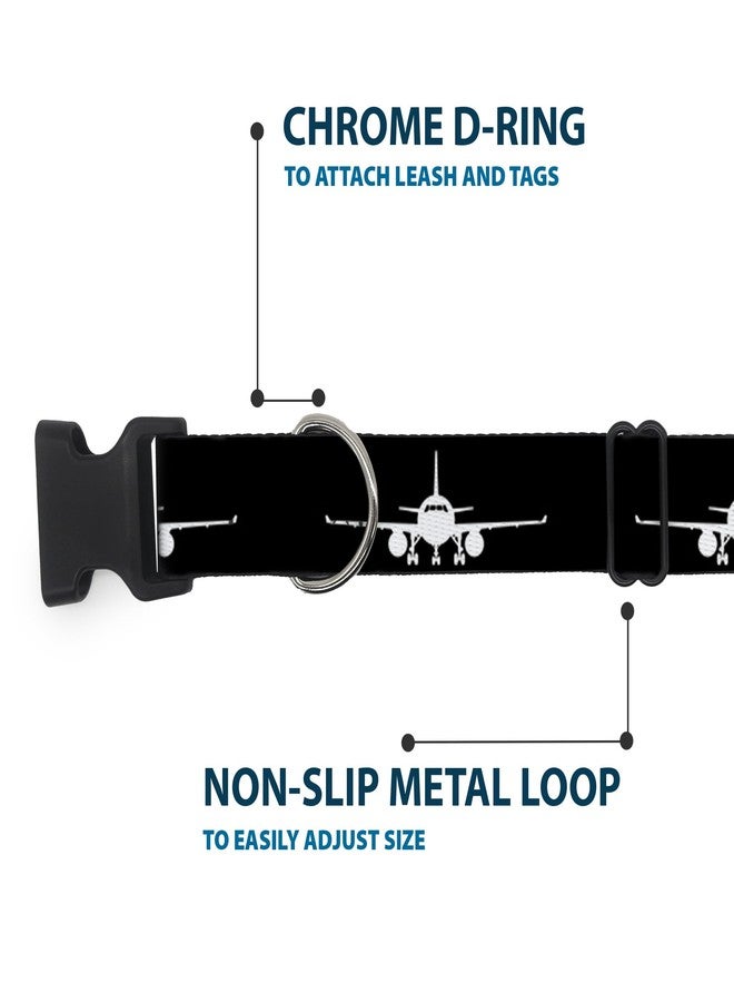 Buckle Down Buckle-Down Dog Collar Plastic Clip Airplane Silhouette Black White 15 to 26 Inches 1.0 Inch Wide - Image 5