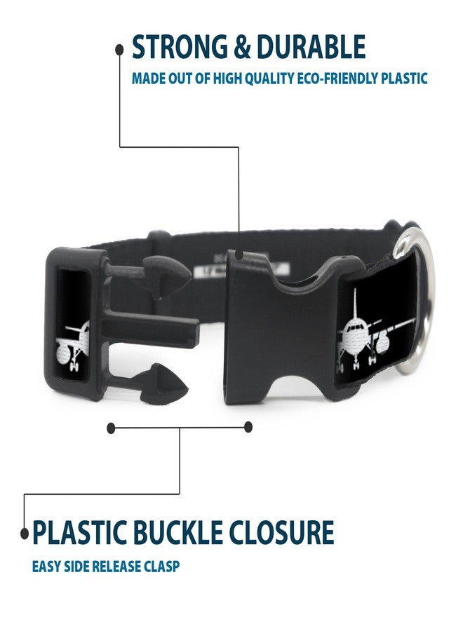Buckle Down Buckle-Down Dog Collar Plastic Clip Airplane Silhouette Black White 15 to 26 Inches 1.0 Inch Wide - Image 4