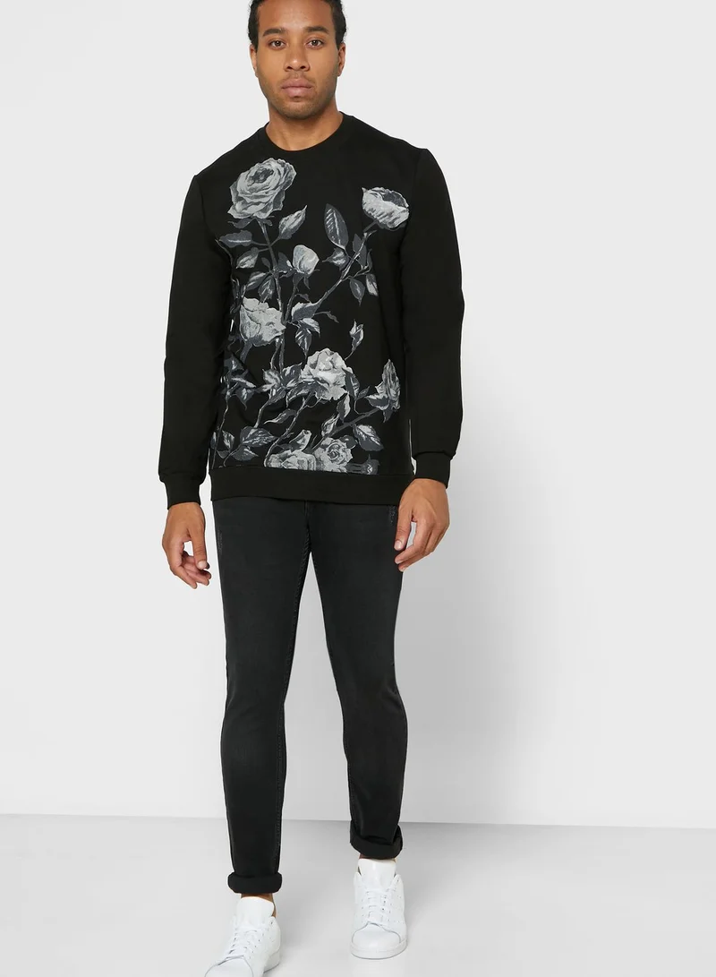 DeFacto Rose Print Sweatshirt