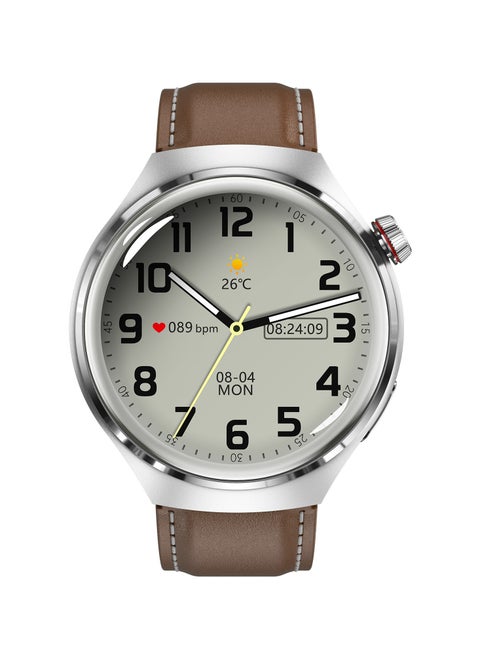 Men's Smart Watches, IP68 Waterproof Smart Watches Suitable for Android and Apple Mobile Phones, Fitness Tracking Watches with Multiple Exercise Modes, Heart rate Monitoring Pedometer Sleep Monitor, GT4PRO Silver Brown Steel Belt.