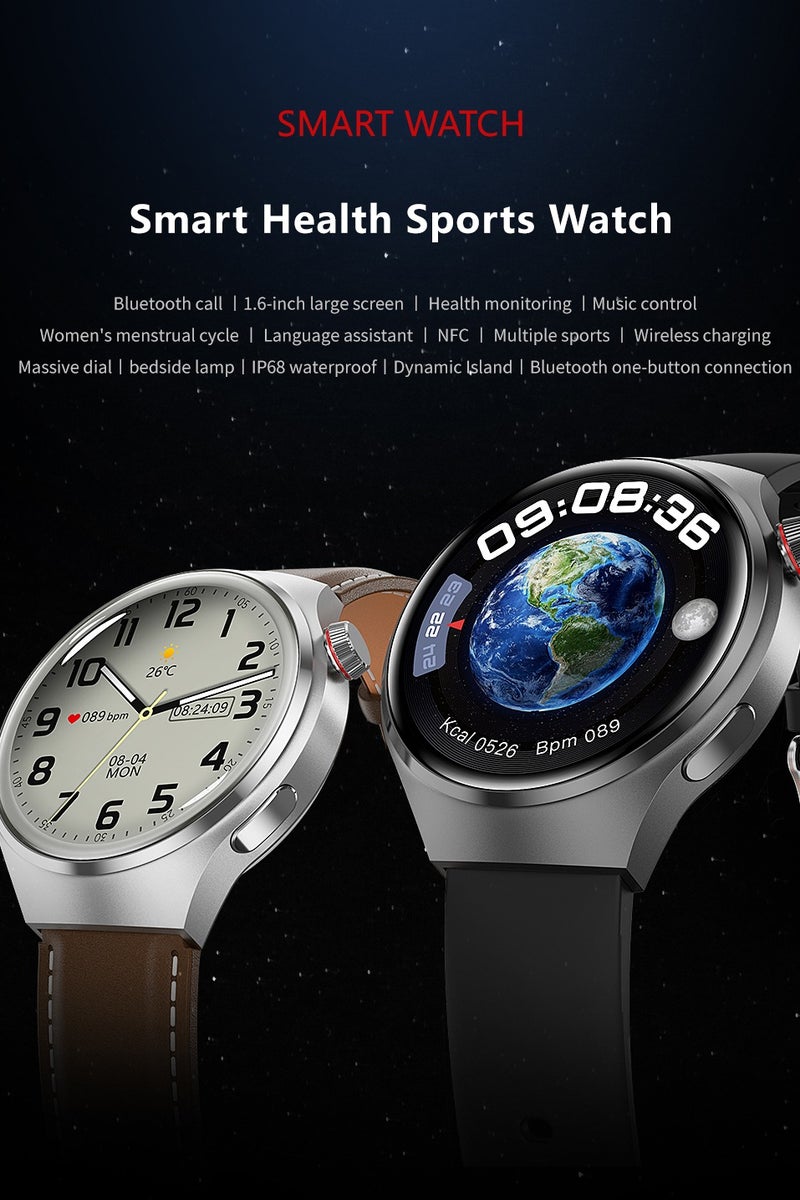 RollsTimi  Men's Smart Watches, IP68 Waterproof Smart Watches Suitable for Android and Apple Mobile Phones, Fitness Tracking Watches with Multiple Exercise Modes, Heart rate Monitoring Pedometer Sleep Monitor, GT4PRO Silver Brown Steel Belt. - Image 2