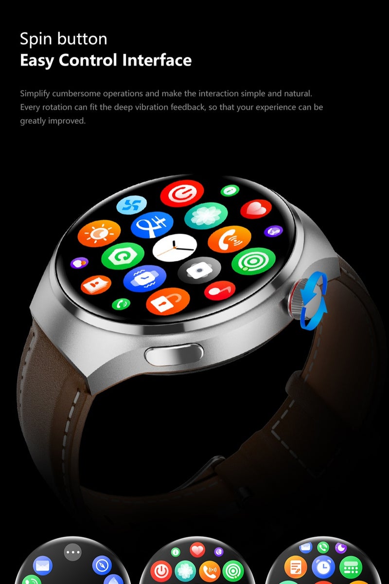 RollsTimi  Men's Smart Watches, IP68 Waterproof Smart Watches Suitable for Android and Apple Mobile Phones, Fitness Tracking Watches with Multiple Exercise Modes, Heart rate Monitoring Pedometer Sleep Monitor, GT4PRO Silver Brown Steel Belt. - Image 4