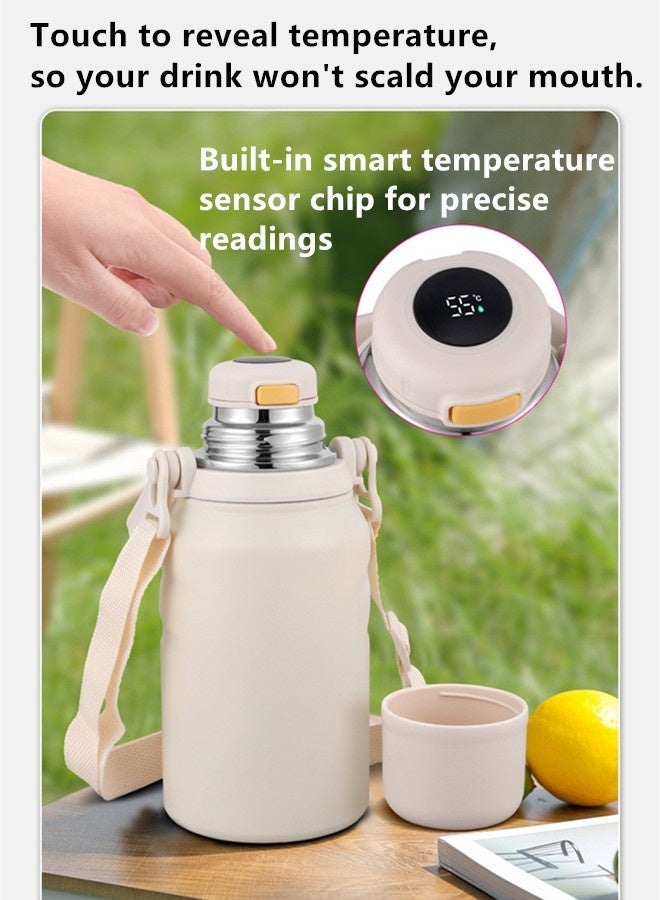Thermos 1000ml Water Bottle 316 Stainless Steel Travel Coffee Cup Water Cup Tea Cup Vacuum Insulated Bottle Car Cup Vacuum Cup Leakproof Insulated Cup Water Bottle Thermos With Led Touch Screen Tempreture Display With Double Wall Vacuum Insulated White - Image 4