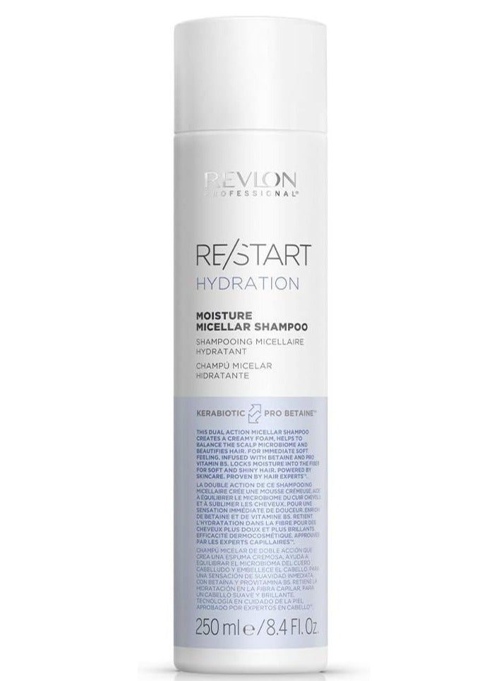 Revlon RE/START Hydration Moisture Micellar Shampoo, 250 ml, Micellar Shampoo for Hair & Scalp, Hair Shampoo for More Moisture, Creamy Foam for Normal to Dry Hair, Anti Frizz - Image 1