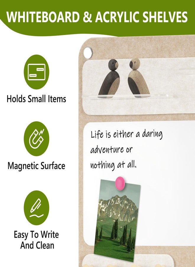 DOLLAR BOSS 3-in-1 Foldable Bulletin Board 24"x16" Vertical - Magnetic Whiteboard with Cork & Acrylic Shelves, Sound-Absorbing Felt for Home/Office/Dorm Includes Pins/Magnets (Latte) - Image 3