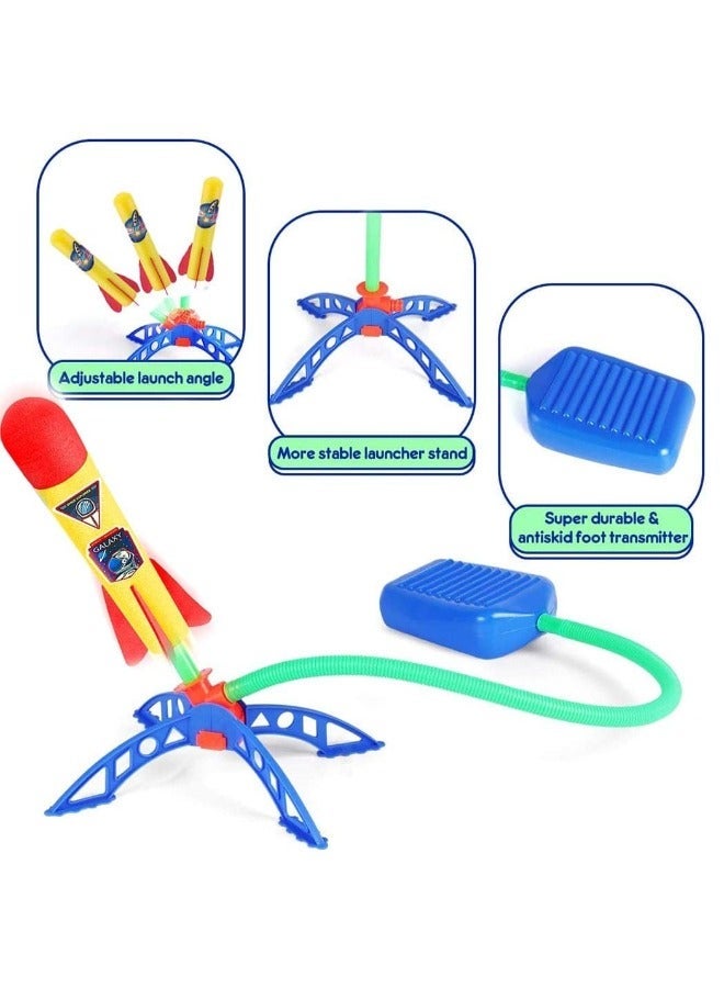 Aoxing قاذف صواريخ ألعاب للأطفال مع قاذفات صواريخ متينة، 6 صواريخ رغوية ملونة، قاعدة قابلة للتعديل مع منصة إطلاق بالضغط، ألعاب خارجية ممتعة للأولاد والبنات - Image 2