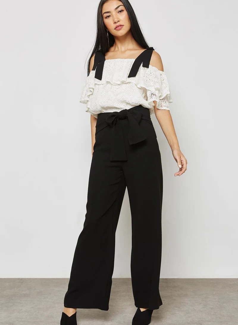 Ginger Ruffle Lace Cold Shoulder Top