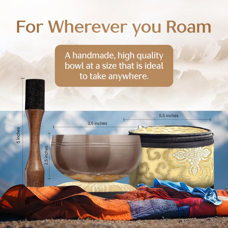 Silent Mind Tibetan Singing Bowl Set with Case â€“ Authentic Plain Design â€“ Meditation Bowl & Sound Bowl with Cushion, Mallet & Guide â€“ Handmade Nepali Bowls â€“ Chakra Balancing â€“ Meditation Sound Bath Kit - Image 2