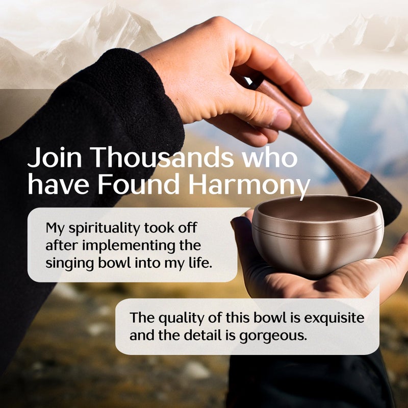 Silent Mind Tibetan Singing Bowl Set with Case â€“ Authentic Plain Design â€“ Meditation Bowl & Sound Bowl with Cushion, Mallet & Guide â€“ Handmade Nepali Bowls â€“ Chakra Balancing â€“ Meditation Sound Bath Kit - Image 3