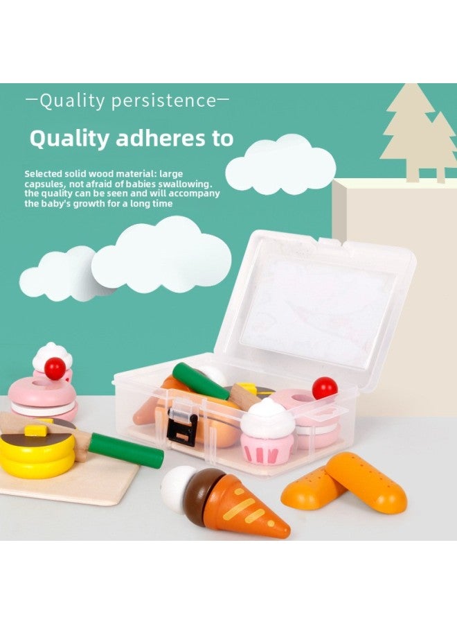 مجموعة ألعاب مطبخ محاكاة الطبخ للفتيات، لعبة شاي الظهيرة، كعكة ، لعبة تشي لو الخشبية، اللون: شاي الظهيرة الأبيض الجميل (برميل) - Image 3