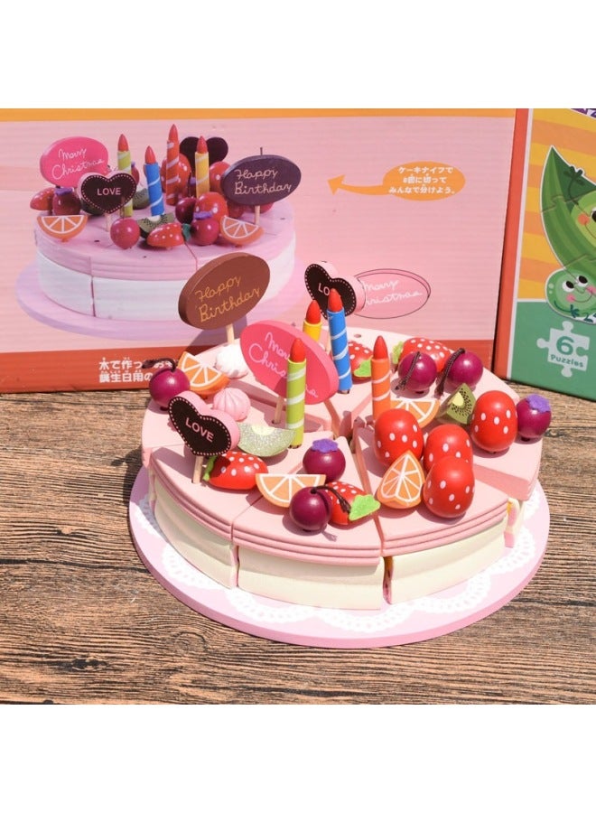 مجموعة ألعاب مطبخ محاكاة الطبخ للفتيات، لعبة شاي الظهيرة، كعكة ، لعبة تشي لو الخشبية، اللون: شاي الظهيرة الأبيض الجميل (برميل) - Image 4