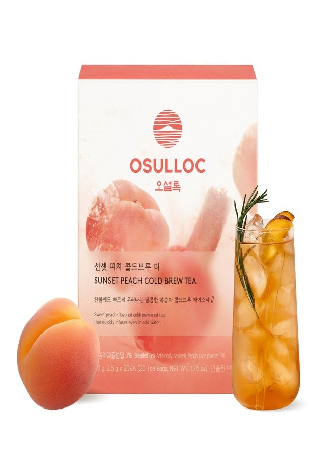 Osulloc شاي أوسوللوك سانست بيتش البارد، شاي مثلج بنكهة الخوخ الحلو، أكياس شاي مرطبة (20 كيس، 1.76 أونصة) - Image 1
