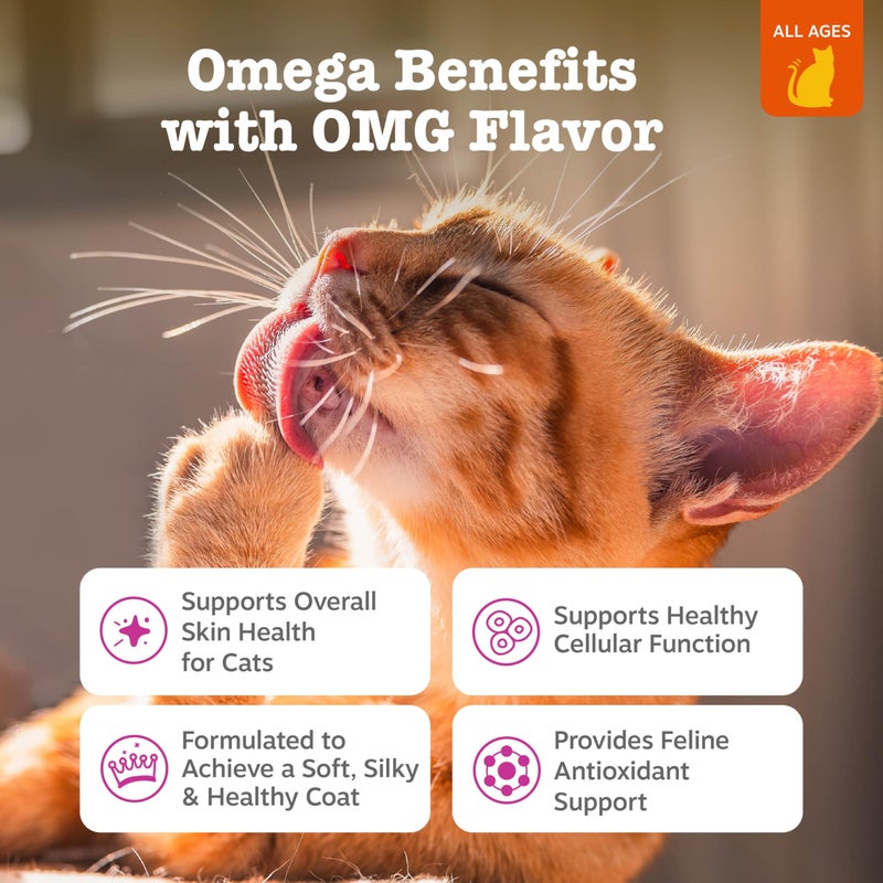 Zesty Paws Omega Cat Mousse Squeezable Cat Treats - with Seaweed, Omega Fatty Acids, Antioxidants Vitamins & Minerals - Skin & Coat Support for Cats - Tuna Fish Flavor - 18 Count - Image 2