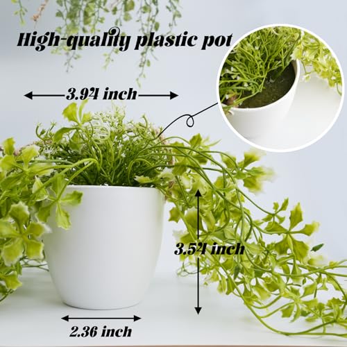 PENGYEE 3 Packs Fake Hanging Plants with White Pots, 13" Artificial Hanging Plants for Wall Decor, Fake Plants Mandala Vine Indoor/Outdoor for Home Bathroom Bedroom Kitchen Office Room Decor - Image 5