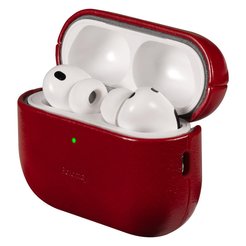 Belemay Handcrafted Oil-Waxed Leather Case for AirPods Pro 3rd Gen (2025), Genuine Cowhide, Smooth Glossy Lively Two-Tone Patina, Compatible with MagSafe, Compatible with Airpods Pro 3, Crimson Red - Image 2