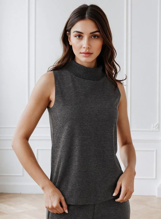 Splash FAV Relaxed Fit Sleeveless Top with Turtleneck