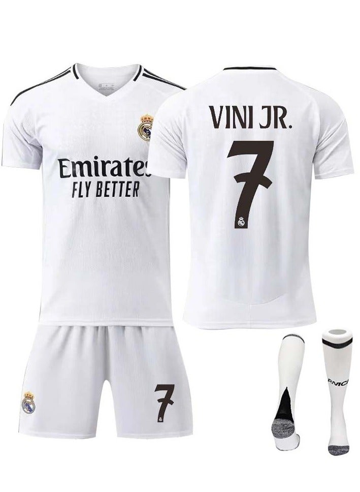 2024/25 Real Madrid Home Football Kit VINI JR. #7 Fans Football Jersey/Shorts Socks Gift Set Youth Sizes and Adult Size - Image 1