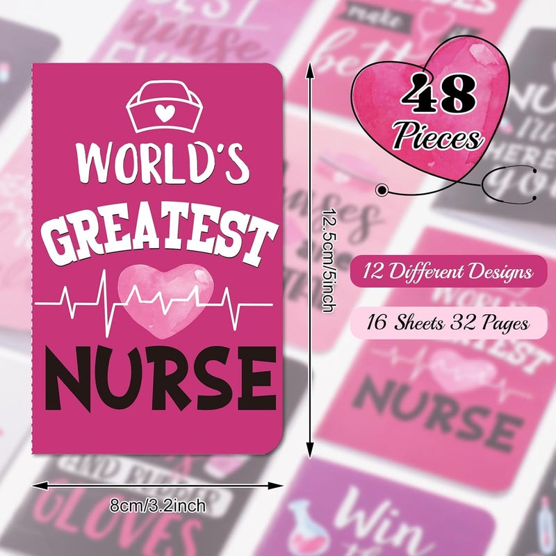 klarako 48 Pcs Nurse Notepads Bulk Nurse Inspirational Pocket Notebooks Mini Nursing Motivational Note Pads Christmas Nurse Appreciation Gifts for Students Classroom Prizes Office Supplies - Image 2