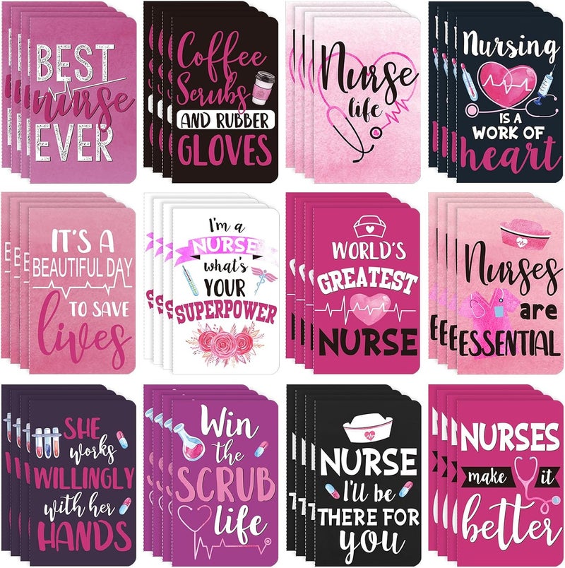 klarako 48 Pcs Nurse Notepads Bulk Nurse Inspirational Pocket Notebooks Mini Nursing Motivational Note Pads Christmas Nurse Appreciation Gifts for Students Classroom Prizes Office Supplies - Image 1