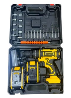 Toy Box 21V Cordless Drill with 2 Batteries, Yellow  - Image 1