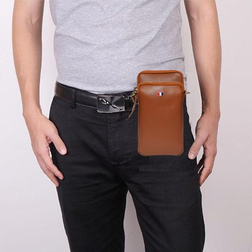 ABYS Tan Genuine Leather Unisex Mini Mobile Bag,Mobile & Passport Pouch for Women,Sling Multipurpose Travel Bag for Men,Adjustable Detachable Strap - Image 4