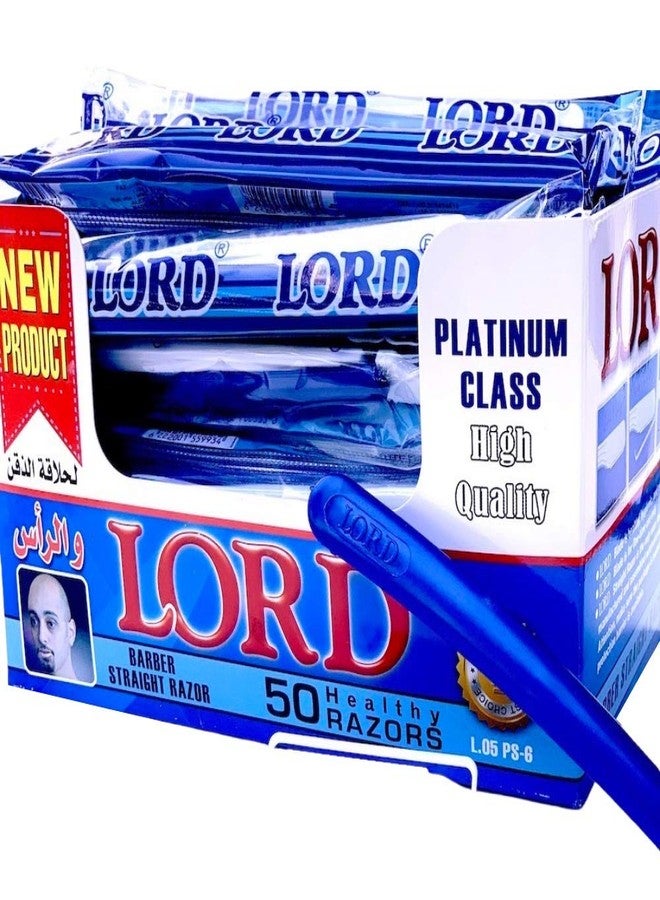 Lord 50 شفرة حلاقة قابلة للتصرف للرجال، أداة تشكيل اللحية بشفرة مستقيمة، شفرات حلاقة لتشكيل اللحية للرجال مغلفة بشكل فردي - Image 1