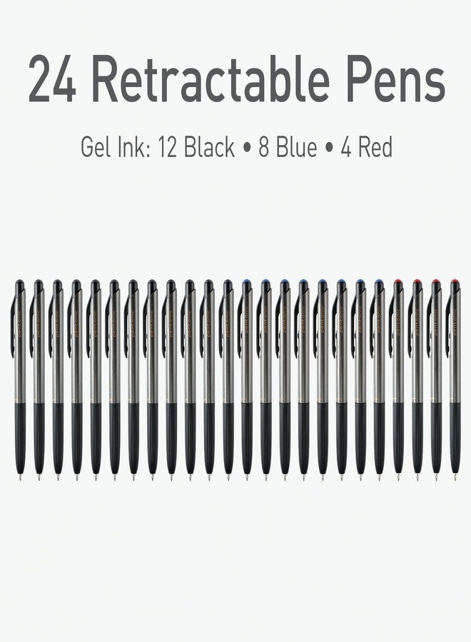 Pentonic GR-T Retractable Gel Pens, 24 Count, Assorted Color Ink (12 Black, 8 Blue, 4 Red), 0.7 mm Fine Point, Smooth Writing For Journaling (1002360) - Image 3