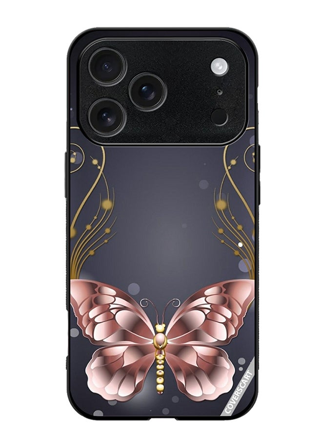 COVERSCART Protective Case Cover For Apple iPhone 17 Pro Max Pink Rose Butterfly Design Multicolour