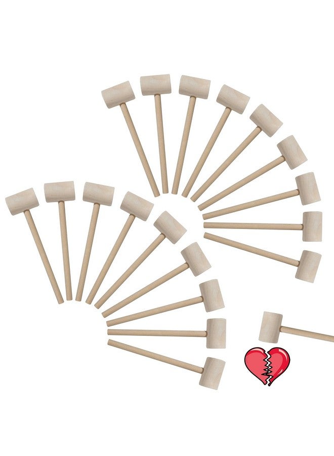MGTECH 18 Pcs Mini Wooden Hammers Toy for Kids, Natural Wood Breakable Heart Hammers for Chocolate - Image 1