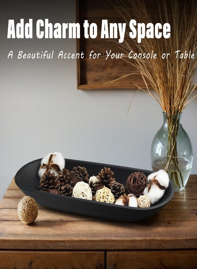 LIN CHUAN Large Decorative Bowl for Home Decor - Long Dough Bowl with Anti Slip Base for Table Centerpieces - Black Minimalist Design Dough Decor Bowl for Coffee Table, Dining Table Centerpiece - Image 3