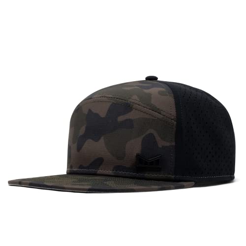 melin Trenches Icon Hydro, Olive Camo, Men's Performance Snapback Hats, Water-Resistant Fitted Flat Bill Baseball Caps for Men & Women, Golf, Running, or Workout Hat, Medium-Large - Image 1