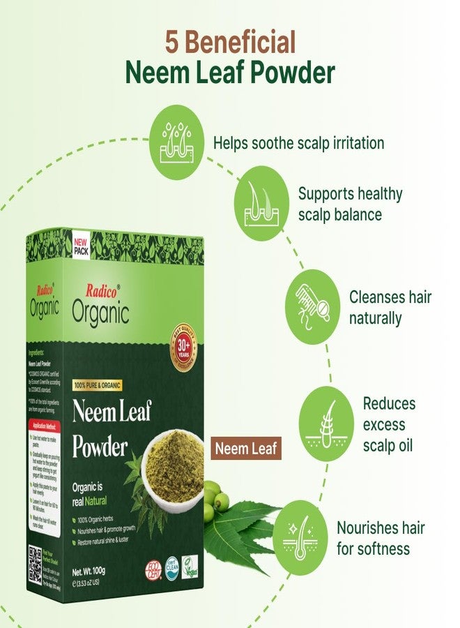 Radico Organic Neem Hair Treatment Powder - 100% Organic, 100% Natural Herbs For Soft, Shiny & Healthy Hair, Repair & Nourish Damaged Hair, Prevents Dandruff & Hair Thinning (200g) Pack of 2 - Image 2