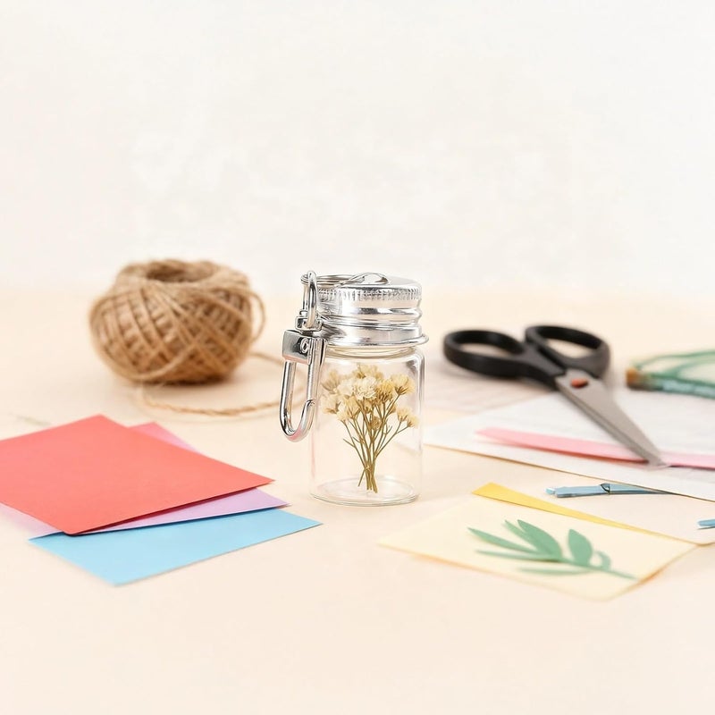 36 Pcs, 7 Ml Mini Wishing Jars for DIY, Keychain Glass Bottles with Lids and Hooks, Small Decorative Pendants, Ideal for Graduation Parties - Image 5