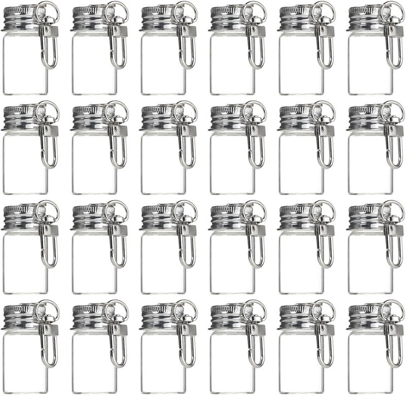 36 Pcs, 7 Ml Mini Wishing Jars for DIY, Keychain Glass Bottles with Lids and Hooks, Small Decorative Pendants, Ideal for Graduation Parties - Image 1