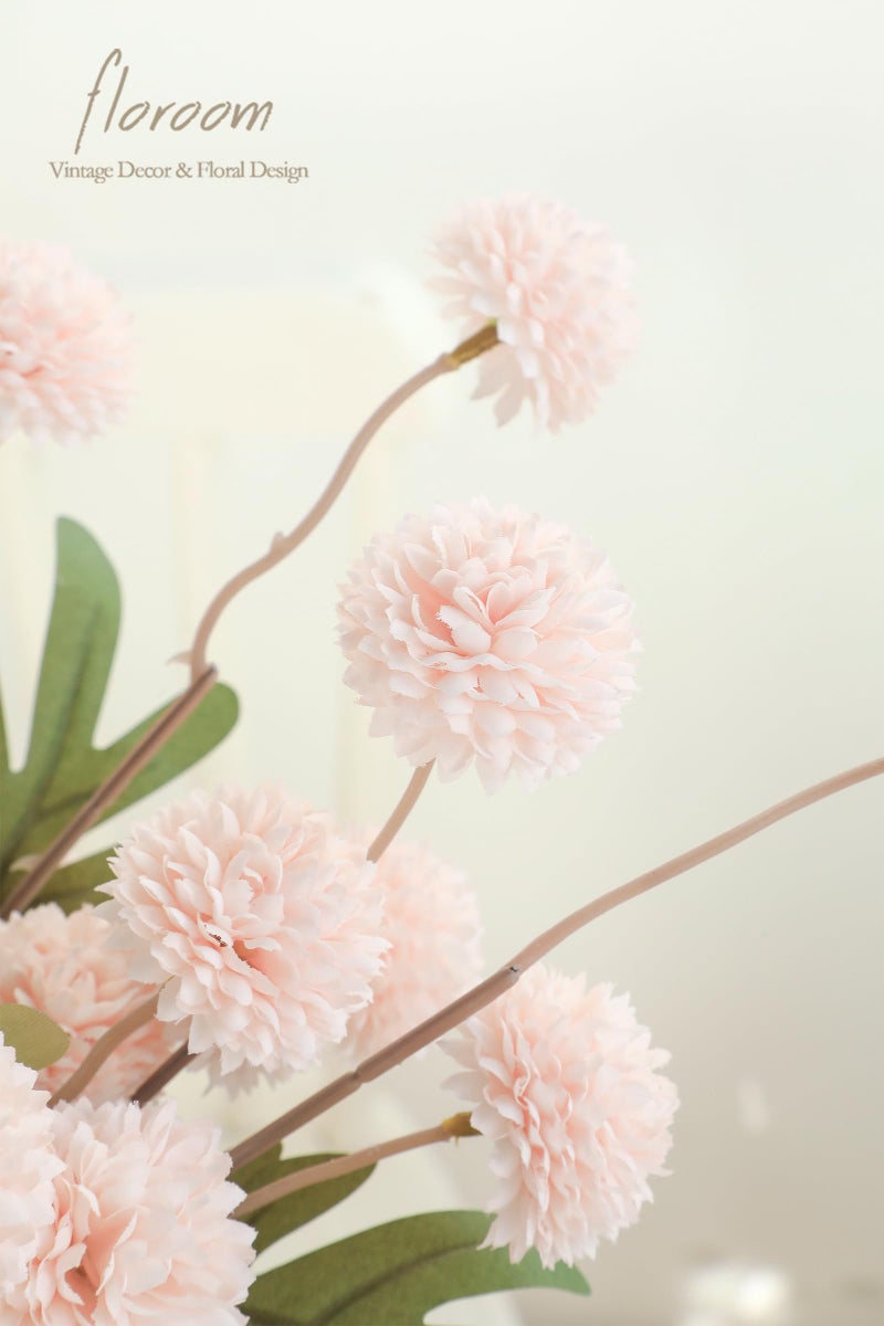 Floroom 5pcs Blush Faux Silk Mums Artificial Flowers, Bulk Fake Small Mini Chrysanthemums with Stems for DIY Pink Wedding Centerpieces Floral Arrangements Vase Fillers Home Decorations - Image 3