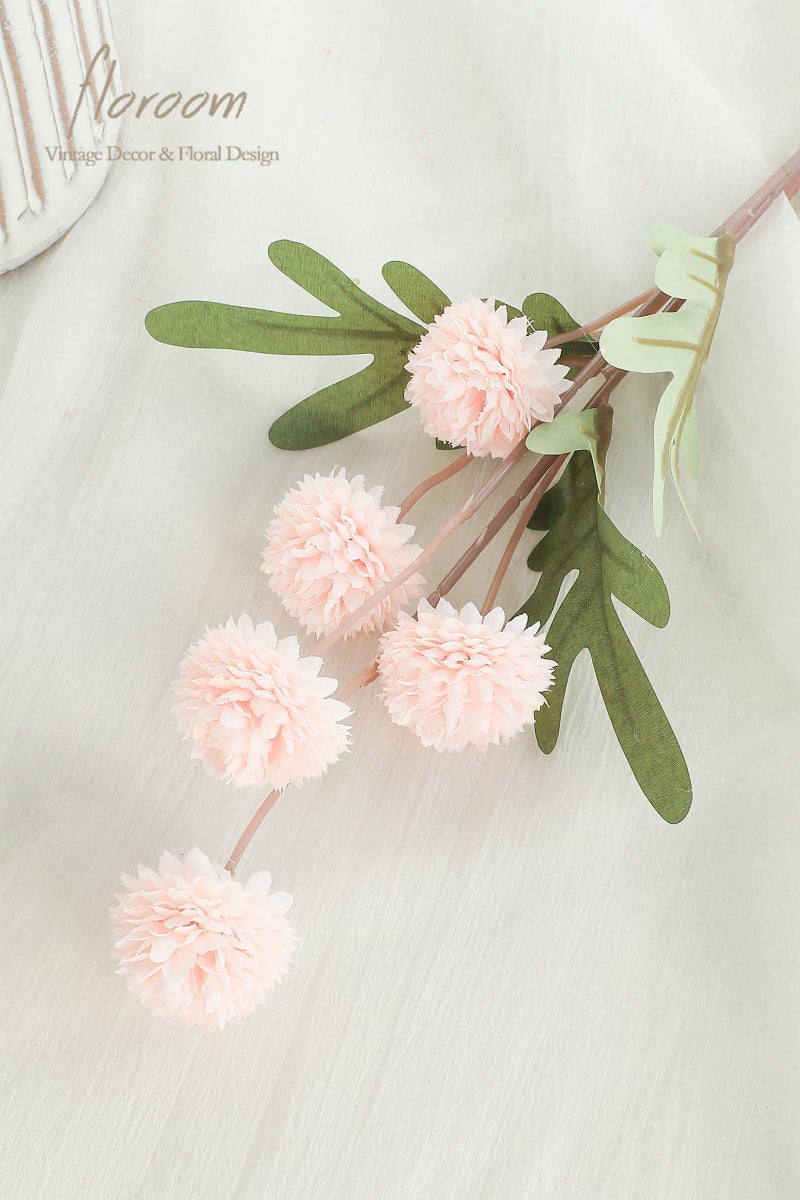 Floroom 5pcs Blush Faux Silk Mums Artificial Flowers, Bulk Fake Small Mini Chrysanthemums with Stems for DIY Pink Wedding Centerpieces Floral Arrangements Vase Fillers Home Decorations - Image 4