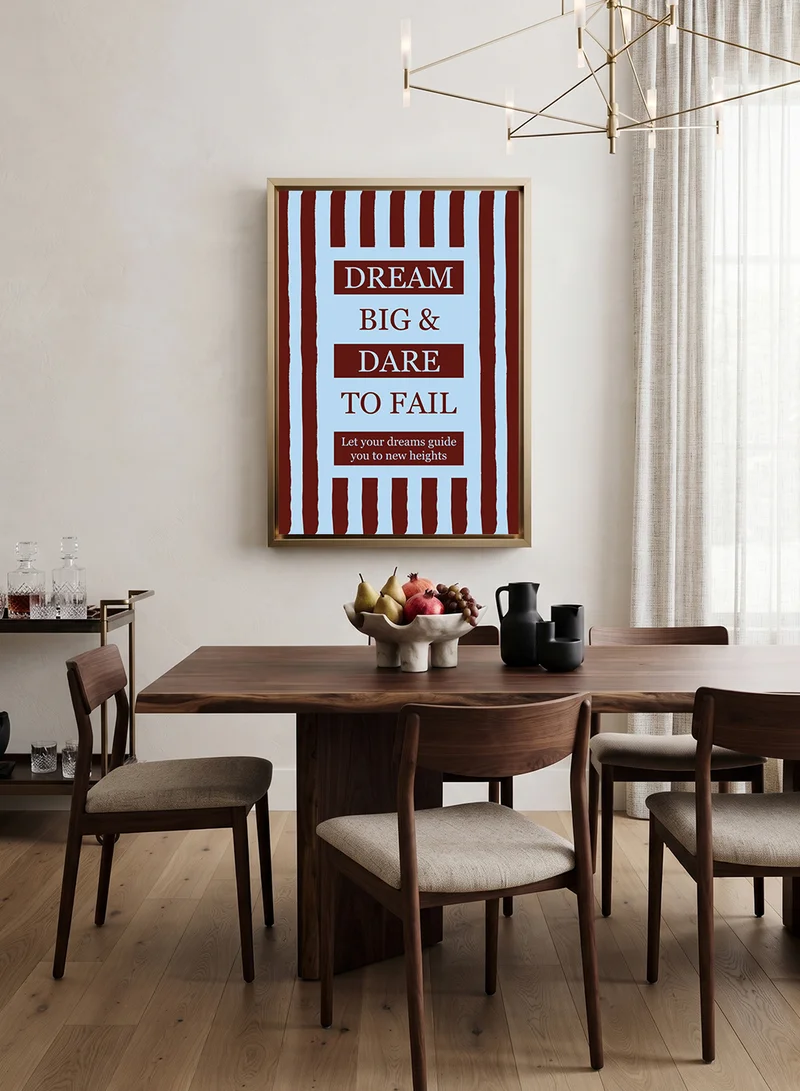 Lowha Canvas Wall Art Stretched Over Wooden Frame with Gold Floating Frame Featuring the Motivational Phrase Dream Big & Dare to Fail