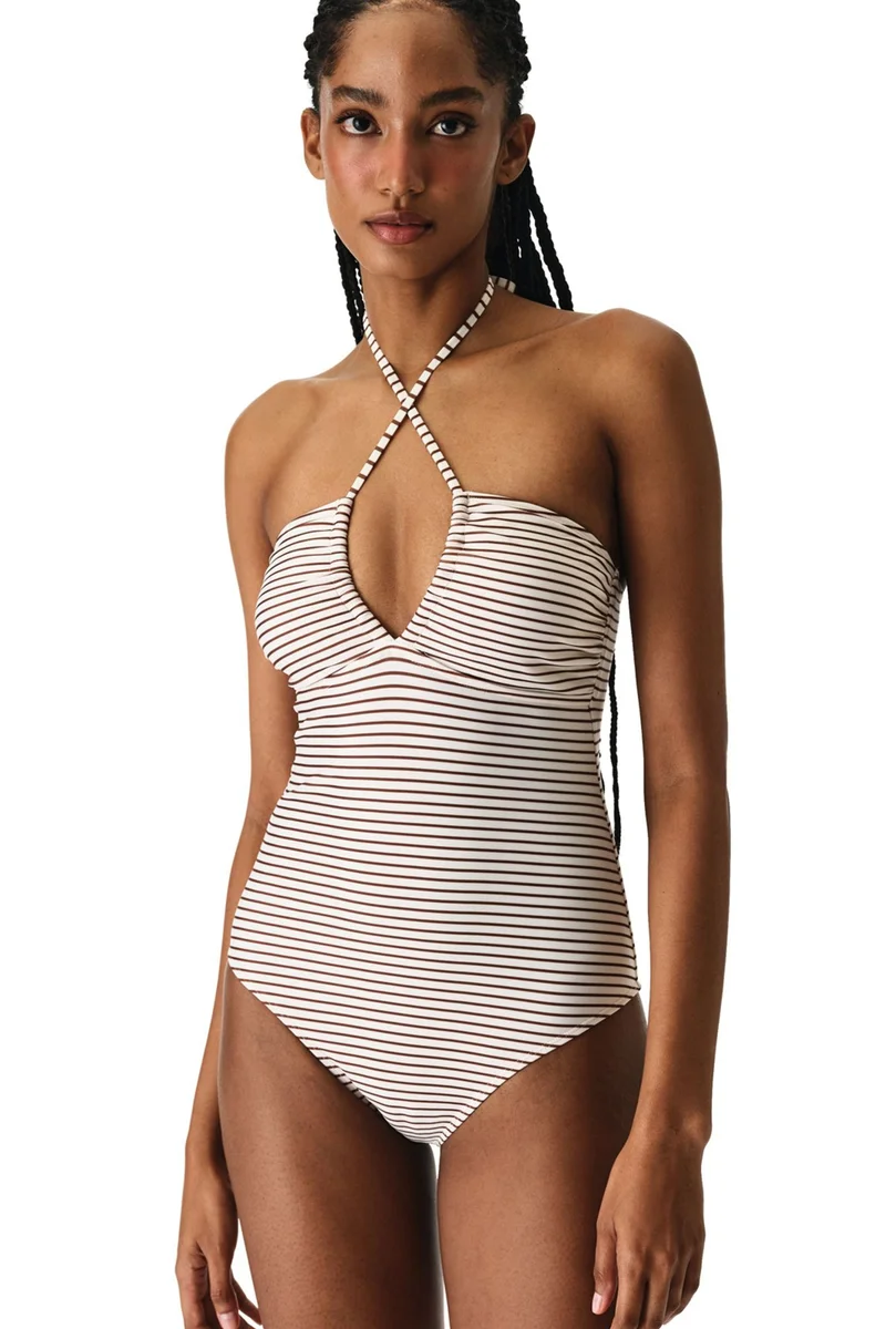 بنتي PENTI Kylee Bandeau Striped Bandeau Swimsuit