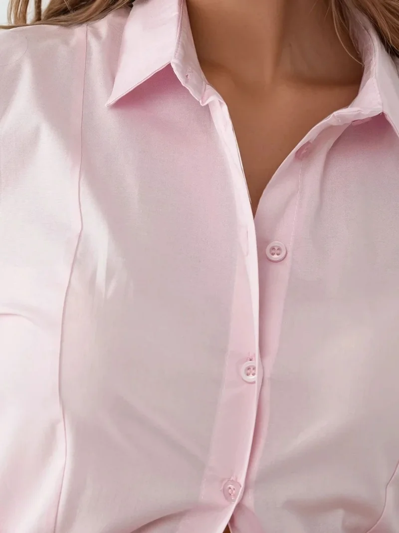 Hiccup Powder Pink Fitted Long Sleeve Shirt for Women | Best Price UAE