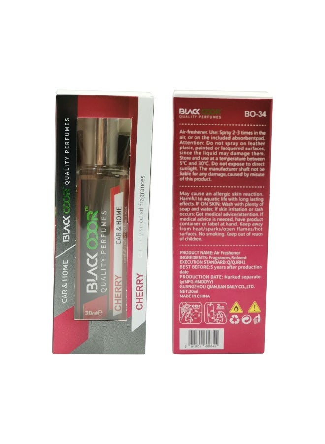 BLACK ODOR Cherry Car & Home Perfume 30ml – Long-Lasting Liquid Air Freshener Spray with Hanging Tag, Natural Essential Oil, No Gas Formula, Odor Neutralizer for Car, Office, Living Room, Washroom & Gym, BO-34 - Image 2