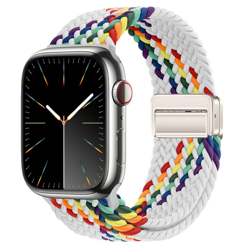Bluejw New Magnetic Nylon Braided Loop Strap for Apple Watch Series 9 8 – Replace the Watch Strap with Elastic Bracelet & 49mm Metal Buckle Band for Women - Image 1