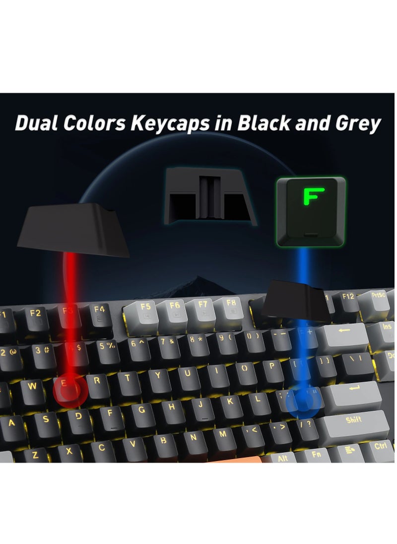 E-YOOSO - Z-14 Mechanical Gaming Wired Keyboard,104 Key Red Switch Full-Size Computer Keyboards for Computer PC Laptop Gamer -Grey Black - Image 1